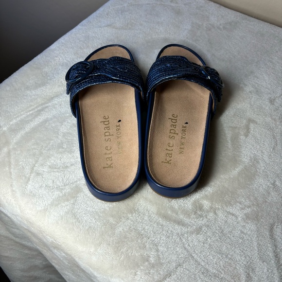 Kate Spade Slides Women's size 7.5 Maribelle Flat Sandals Navy Blue New - Picture 3 of 5